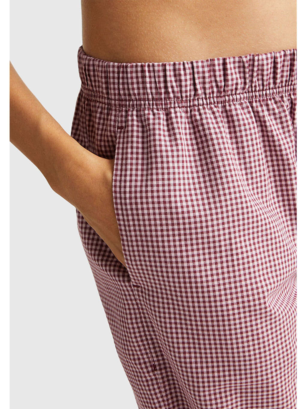 Kadın Mor %100 Pamuk Kare Desenli Paçası Kıvrık Pijama Altı-5