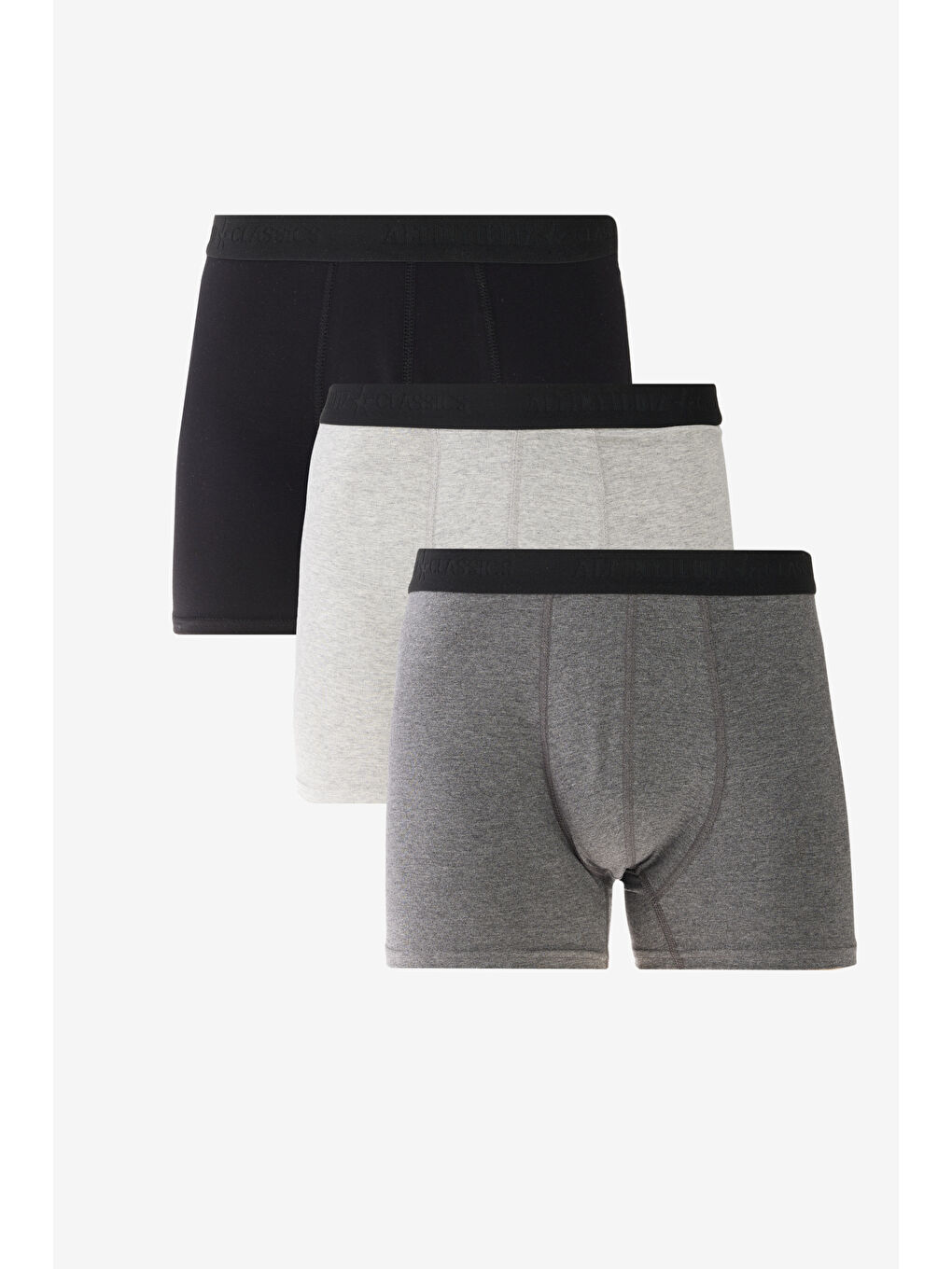 Erkek Siyah-Gri-Antrasit Premium Pamuklu 3'lü Paket Esnek Boxer
