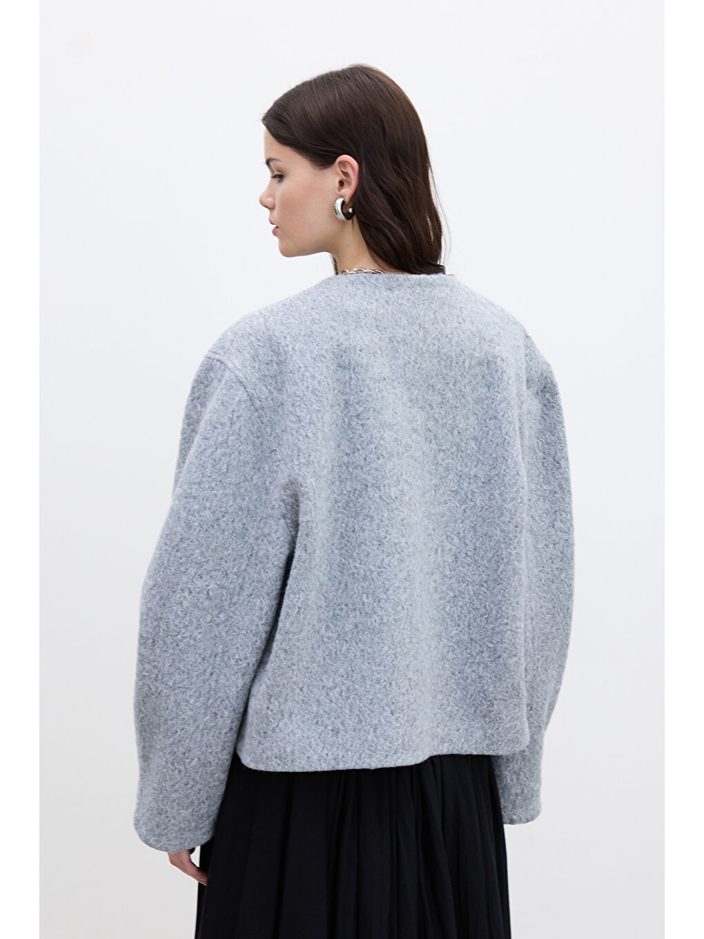 Jacquelıne Kısa Kaşe Kaban Gri-5