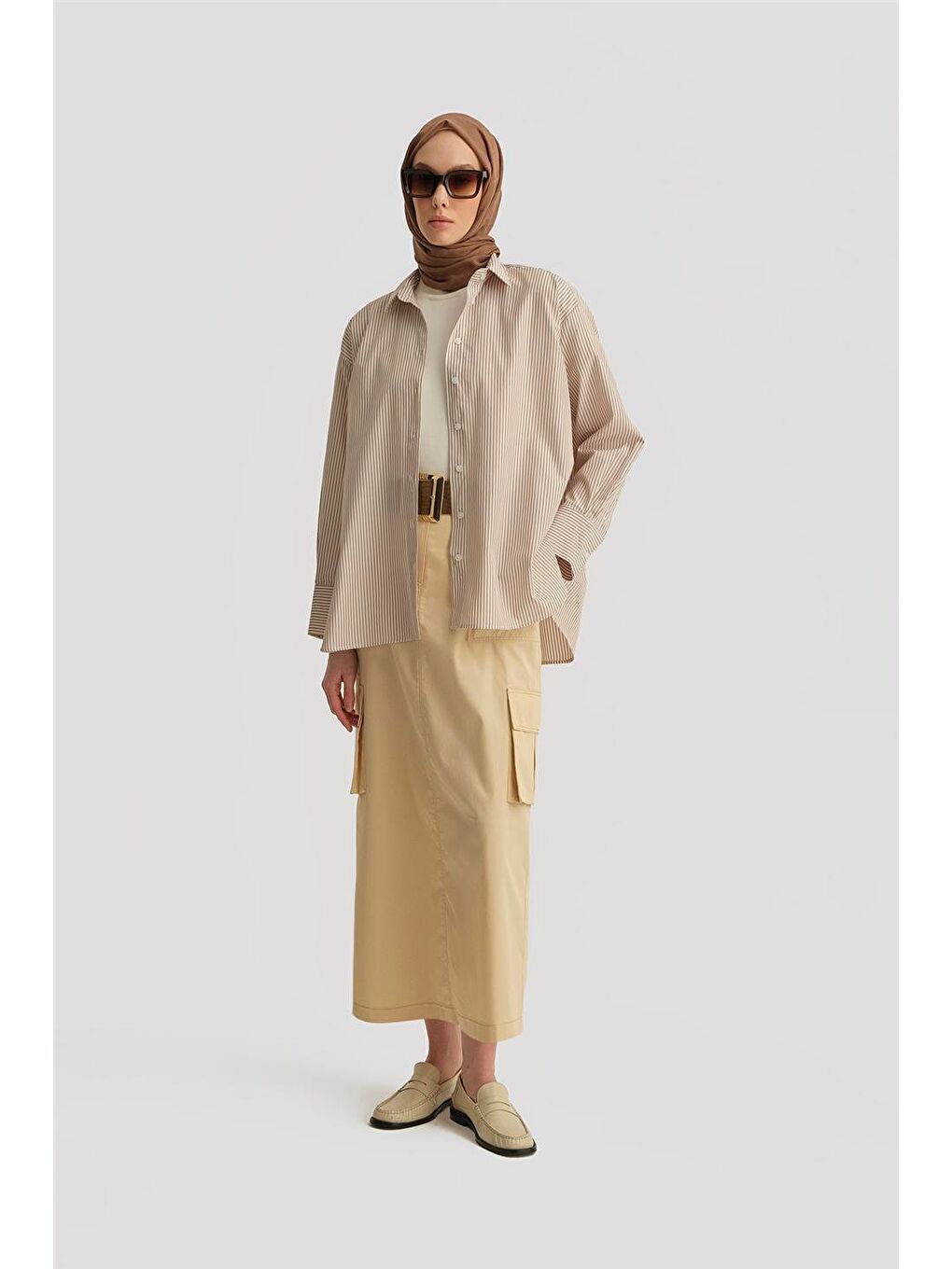 Çizgili Gömlek 25Yh3666 Bej-1