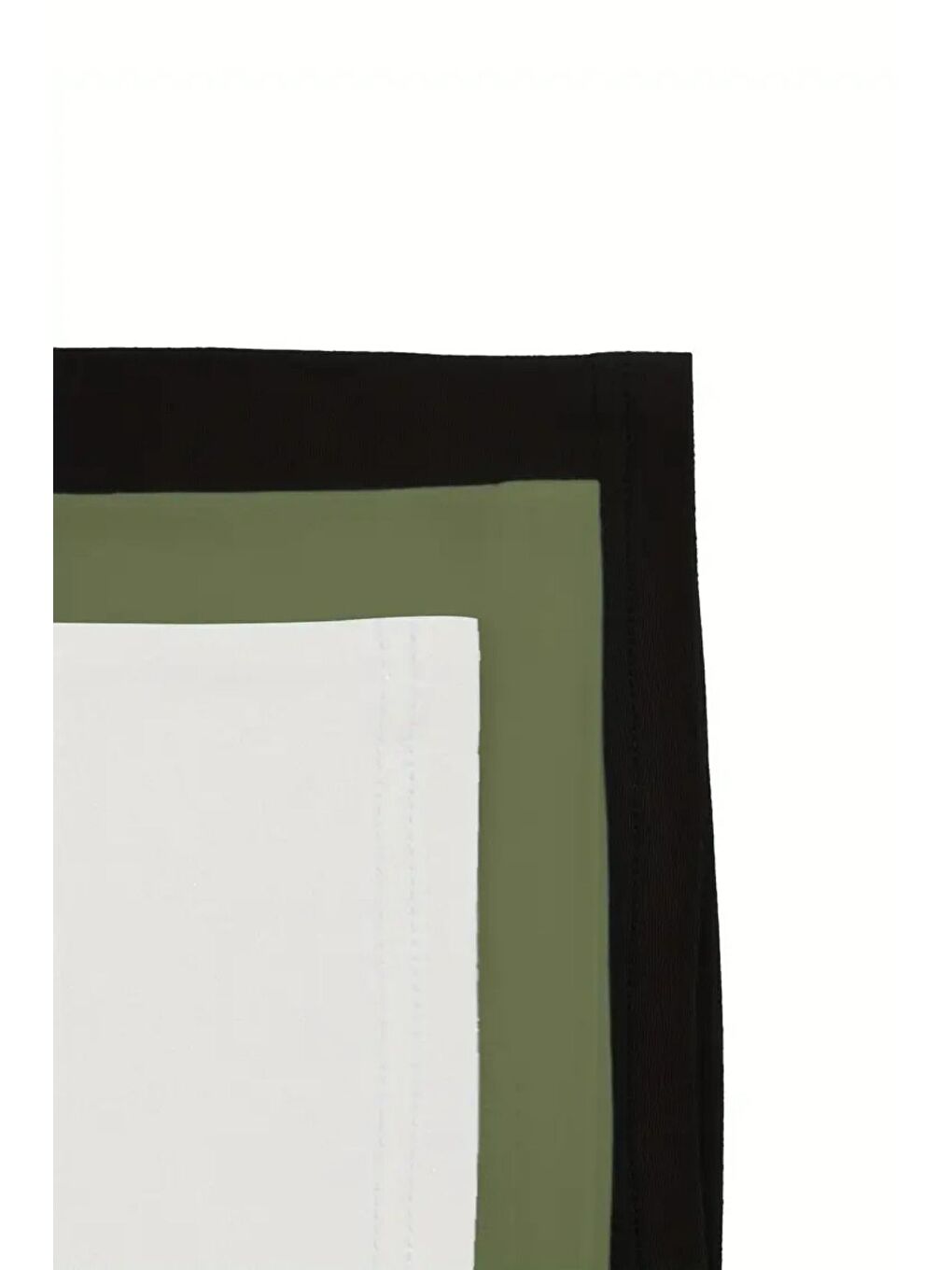 Karışık Haki Beyaz Siyah 3lü paket Kadın Düşük Omuz Kayık Yaka Oversize T-Shirt-4