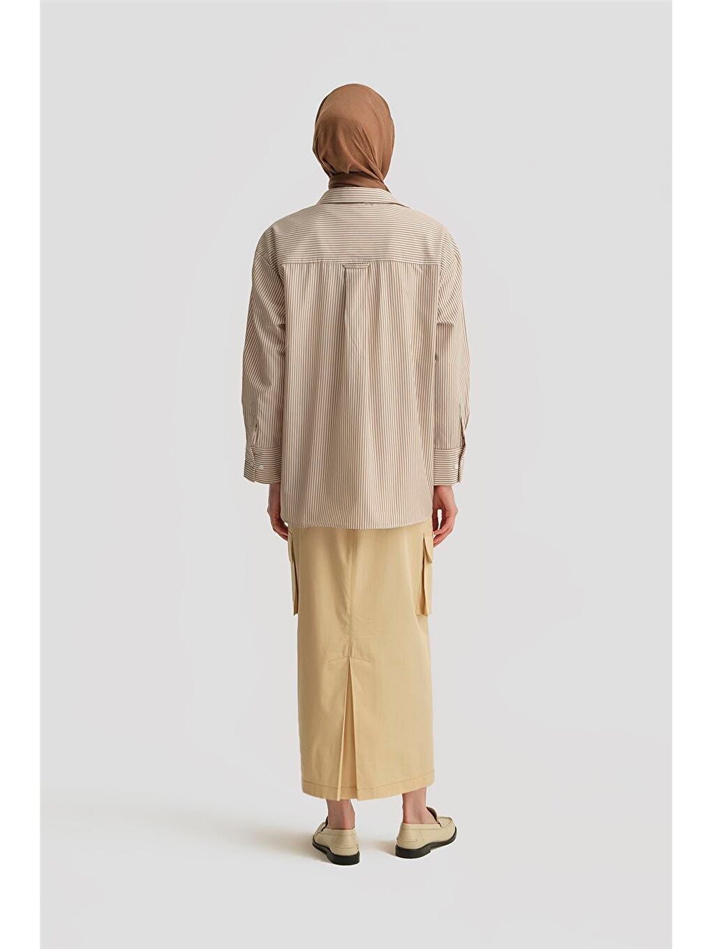 Çizgili Gömlek 25Yh3666 Bej-4