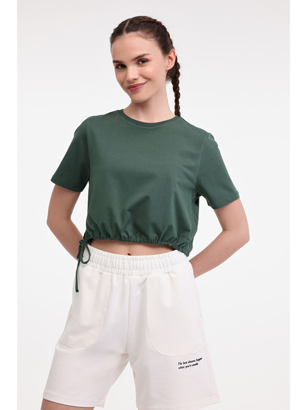 WL SERG 11OUTSS25111 5FX Yeşil Kadın Kısa Kol T-Shirt