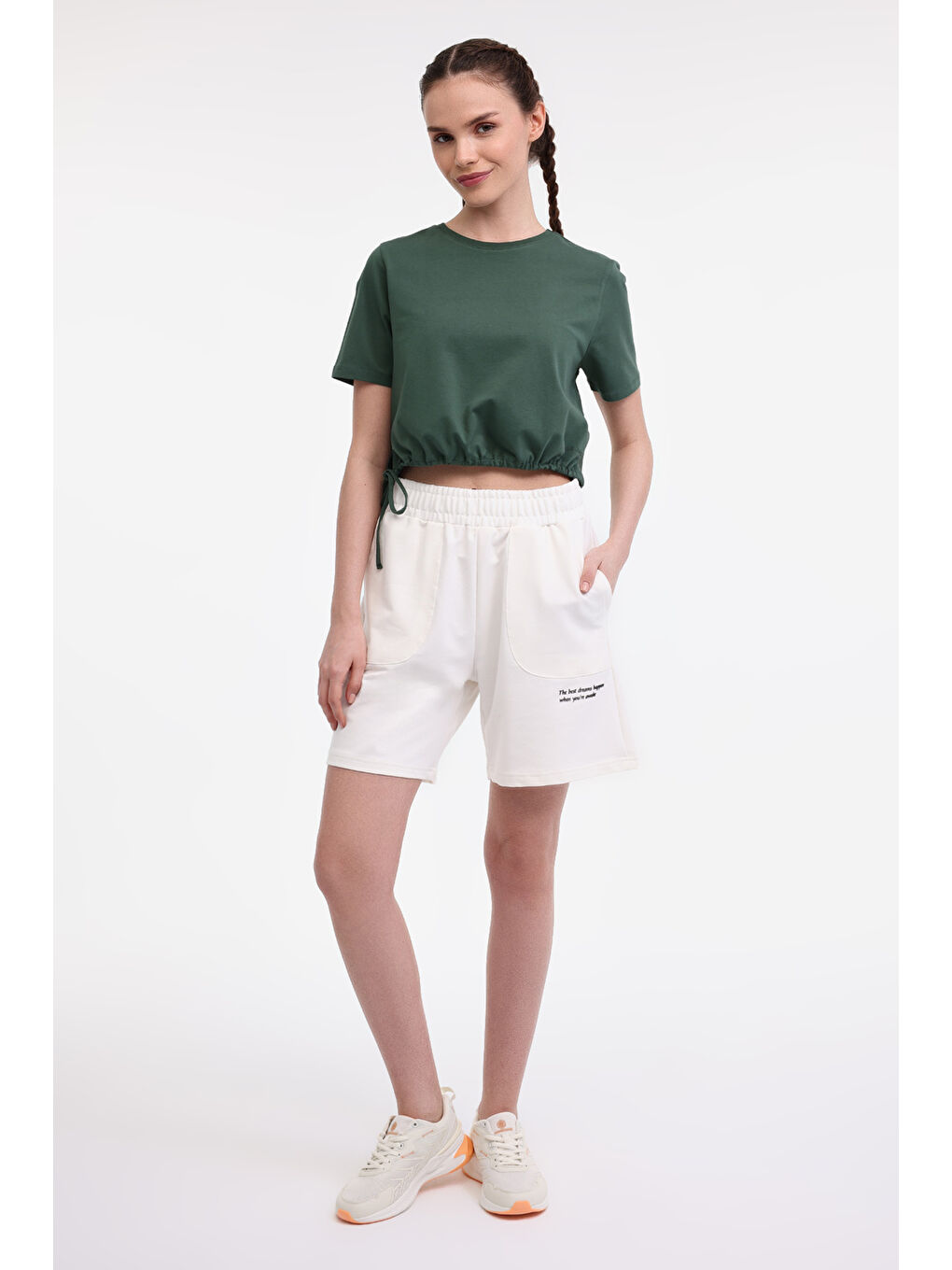 WL SERG 11OUTSS25111 5FX Yeşil Kadın Kısa Kol T-Shirt-2