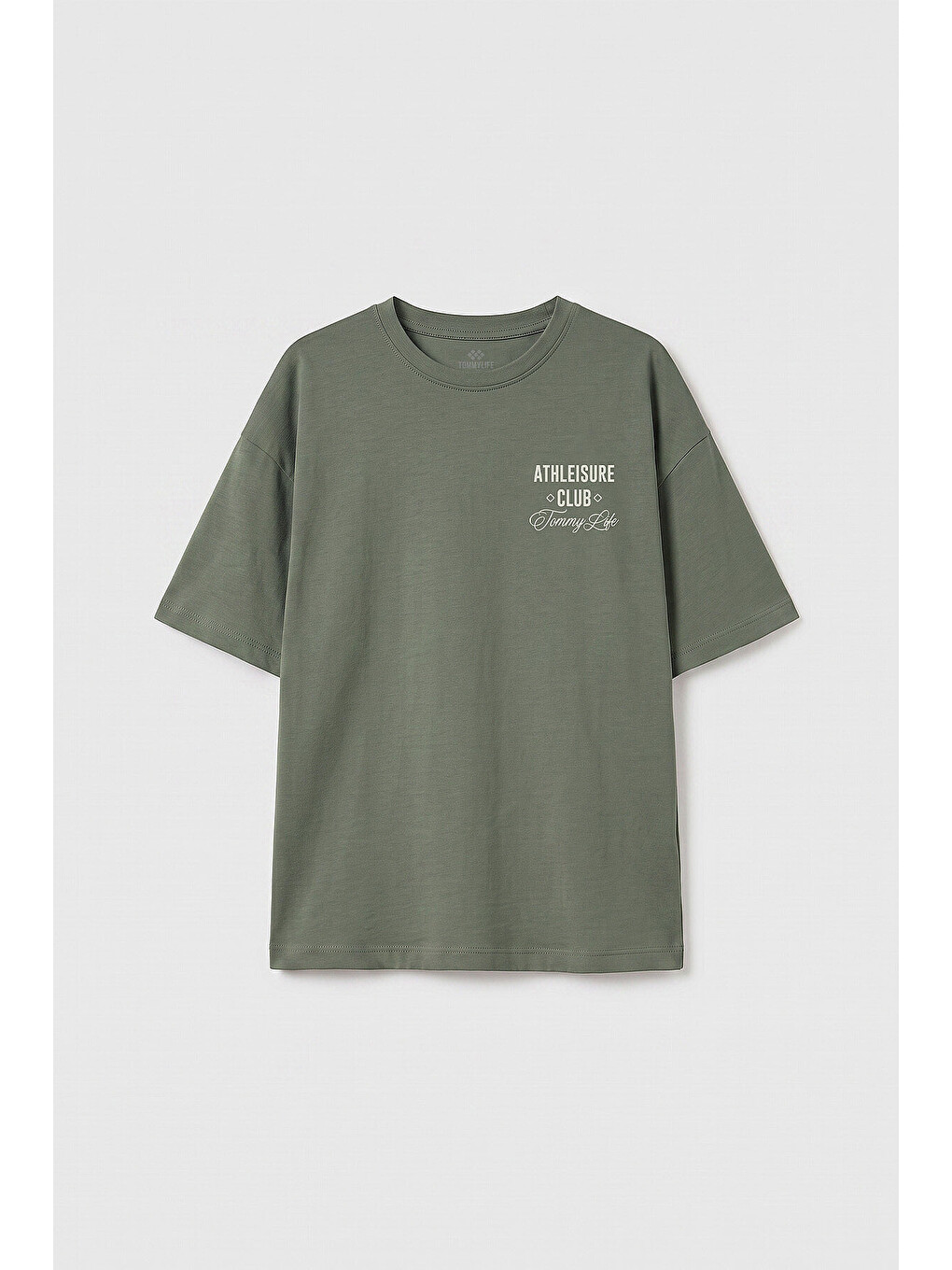 Haki Oversize Kısa Kollu Baskılı Kız Çocuk T-shirt - 75175