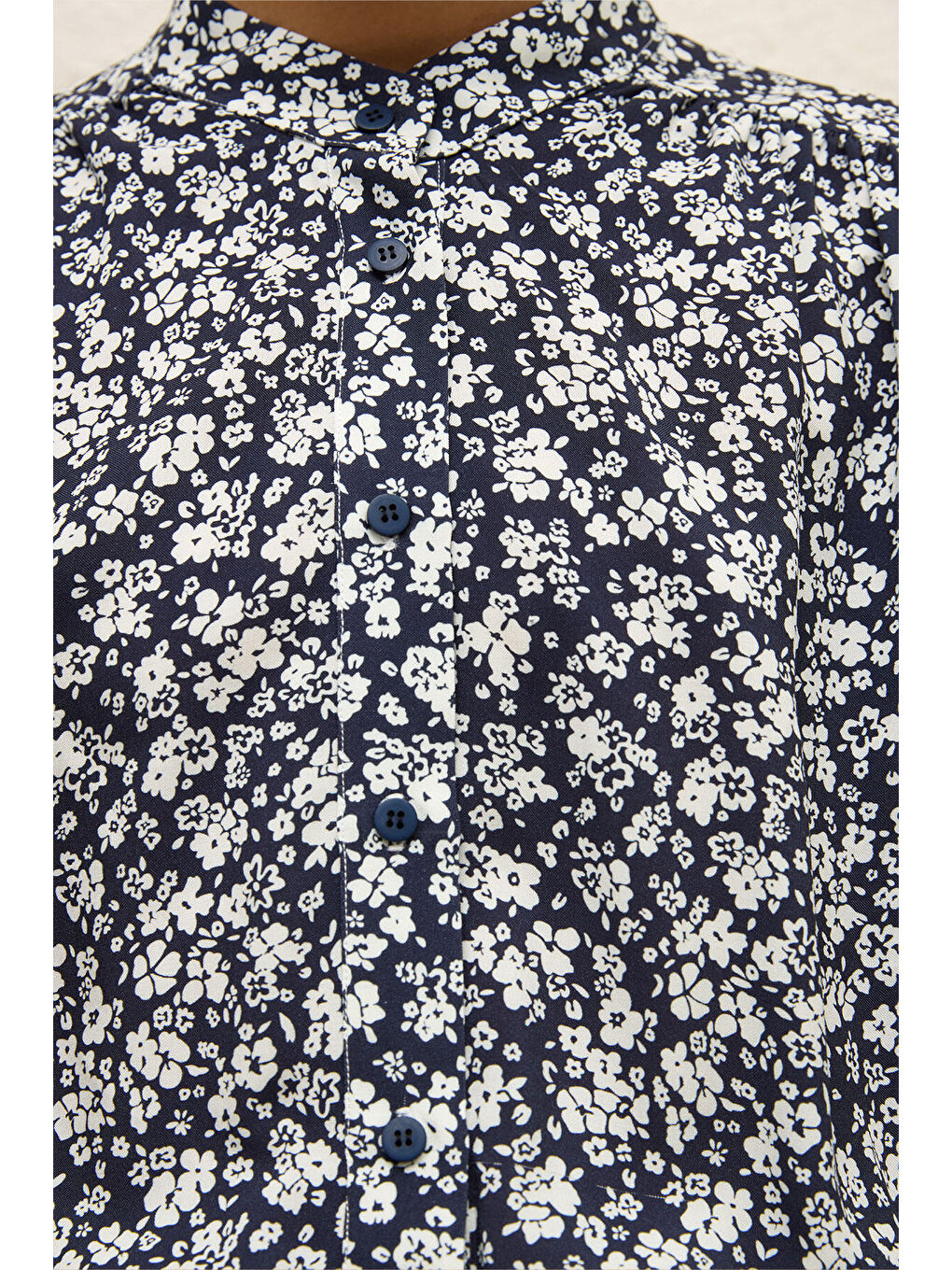 Beyaz Viskon Desenli Elbise Floral-2