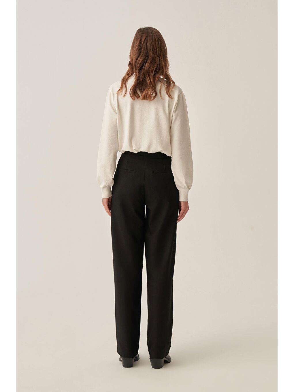 Siyah -Dökümlü İnterlok Ofis Pantolon-2