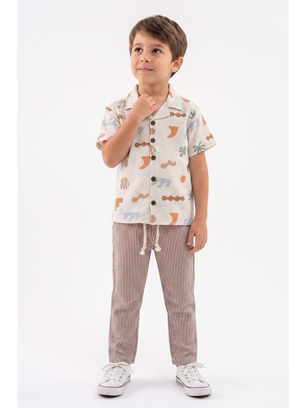 Haki Baskılı Müslin Gömlek Pantolon 2li Takım-3