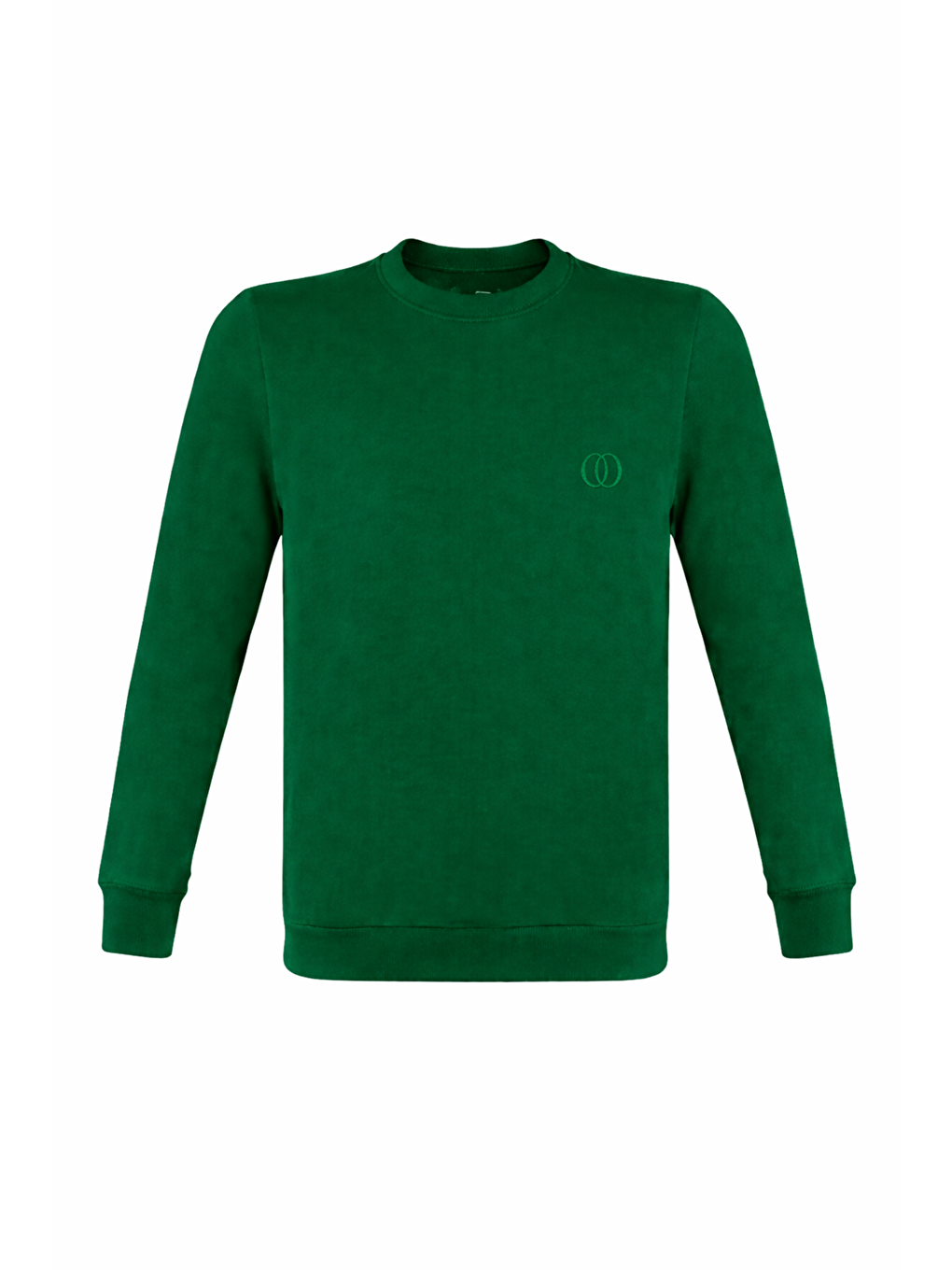 Yeşil Erkek Pamuklu Sıfır Yaka Yüksek Kalite Uzun Kollu Kompakt Kumaş Sweatshirt