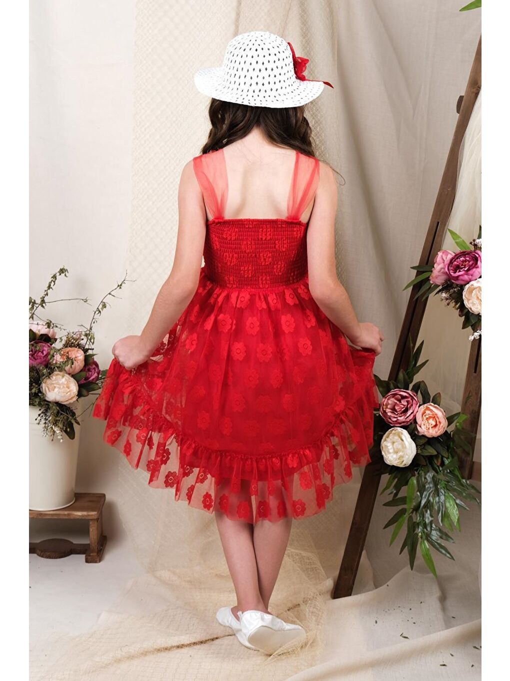 Kırmızı Şapkalı Gipeli Kız Elbise MNK0609-6