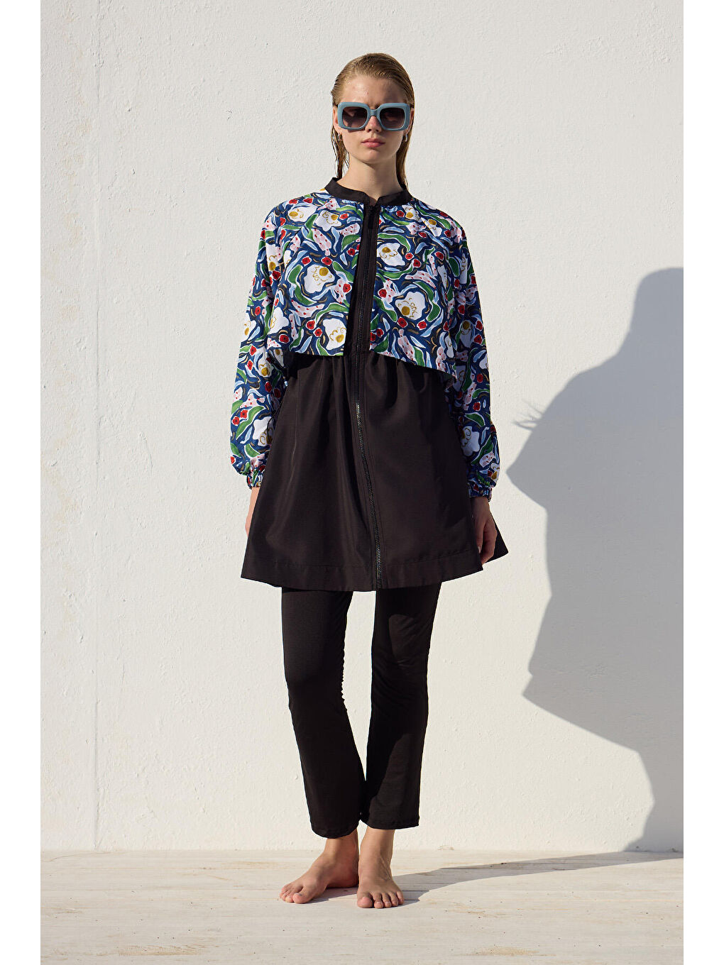 Karışık Rüzgarlıklı 3'Lü Tesettür Mayo Takımı Multi Color-1