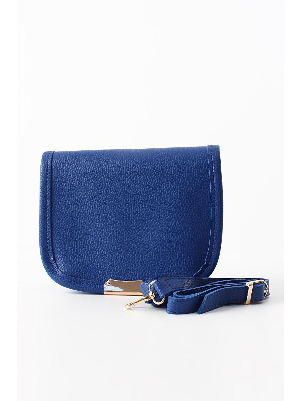 Mavi Saks Metal Aksesuarlı Suni Deri Çapraz Çanta-4