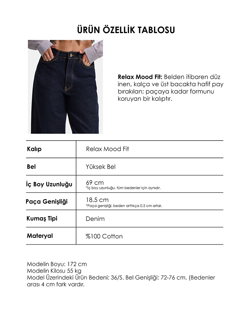 Kadın İndigo Selvedge 7w6-50 Relax Mood T33 Denim Jean-3
