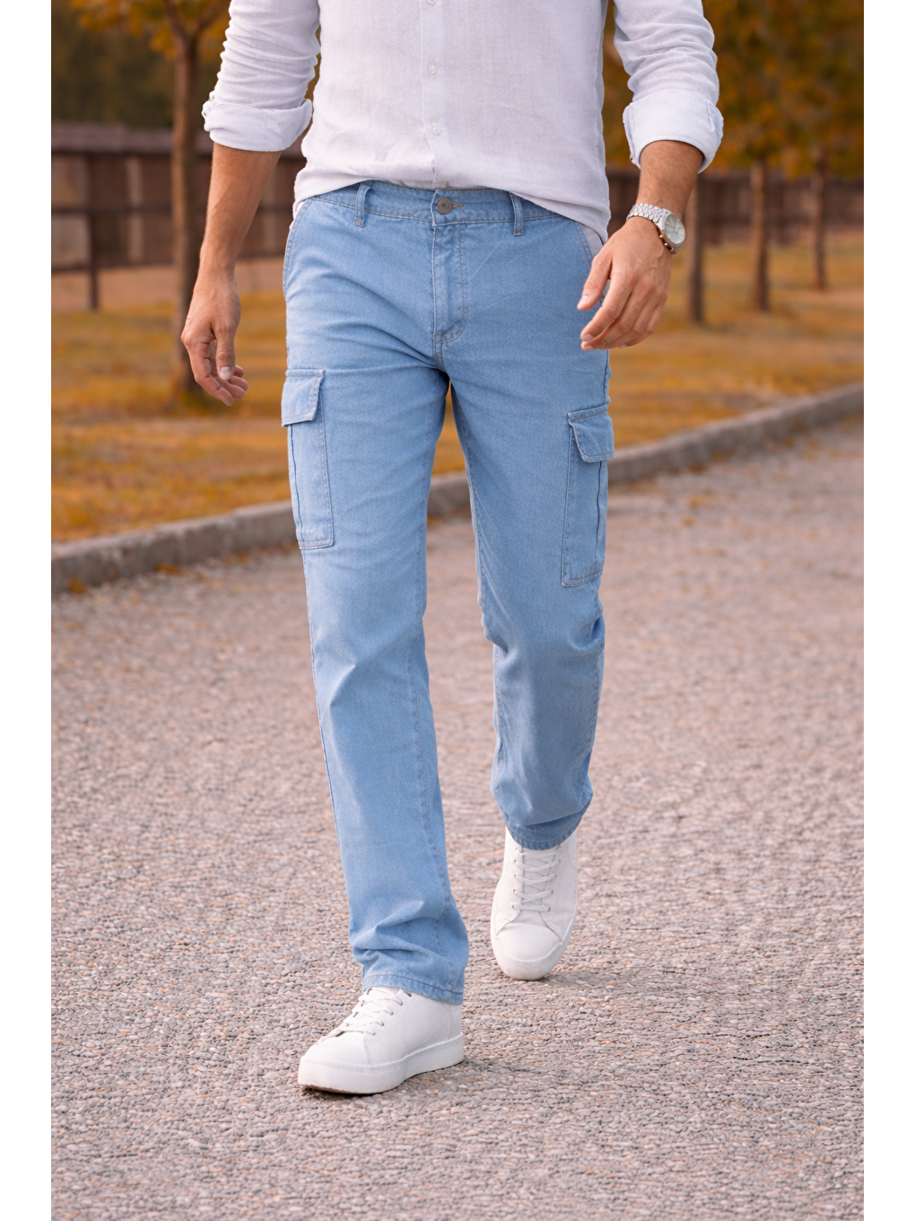 Erkek Premium Comfort B.Mavi Kargo Baggy Pantolon-2