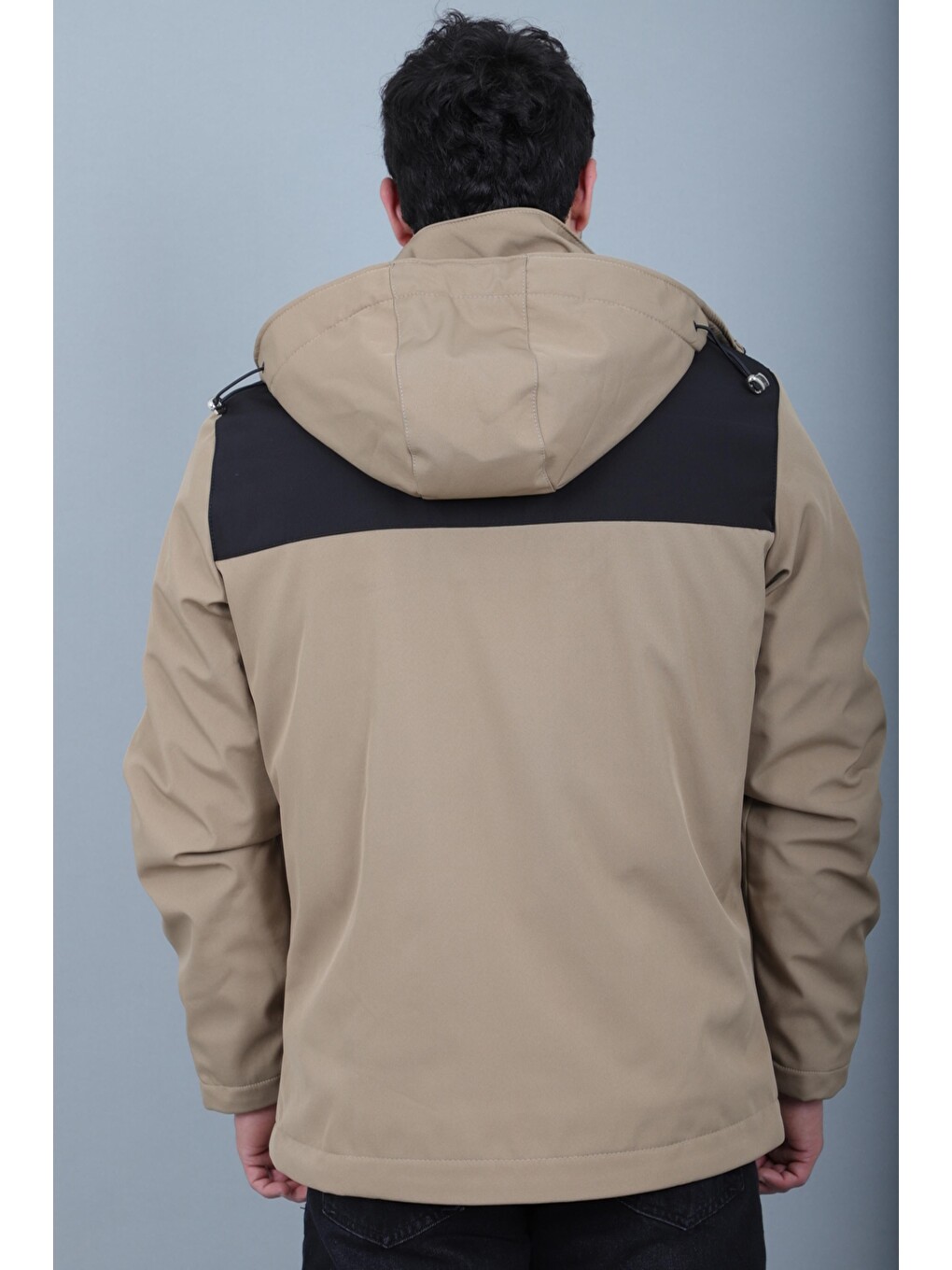Bej Parçalı İçi Kürklü Softsheel Kışlık Mont Kmd 889_50523-6