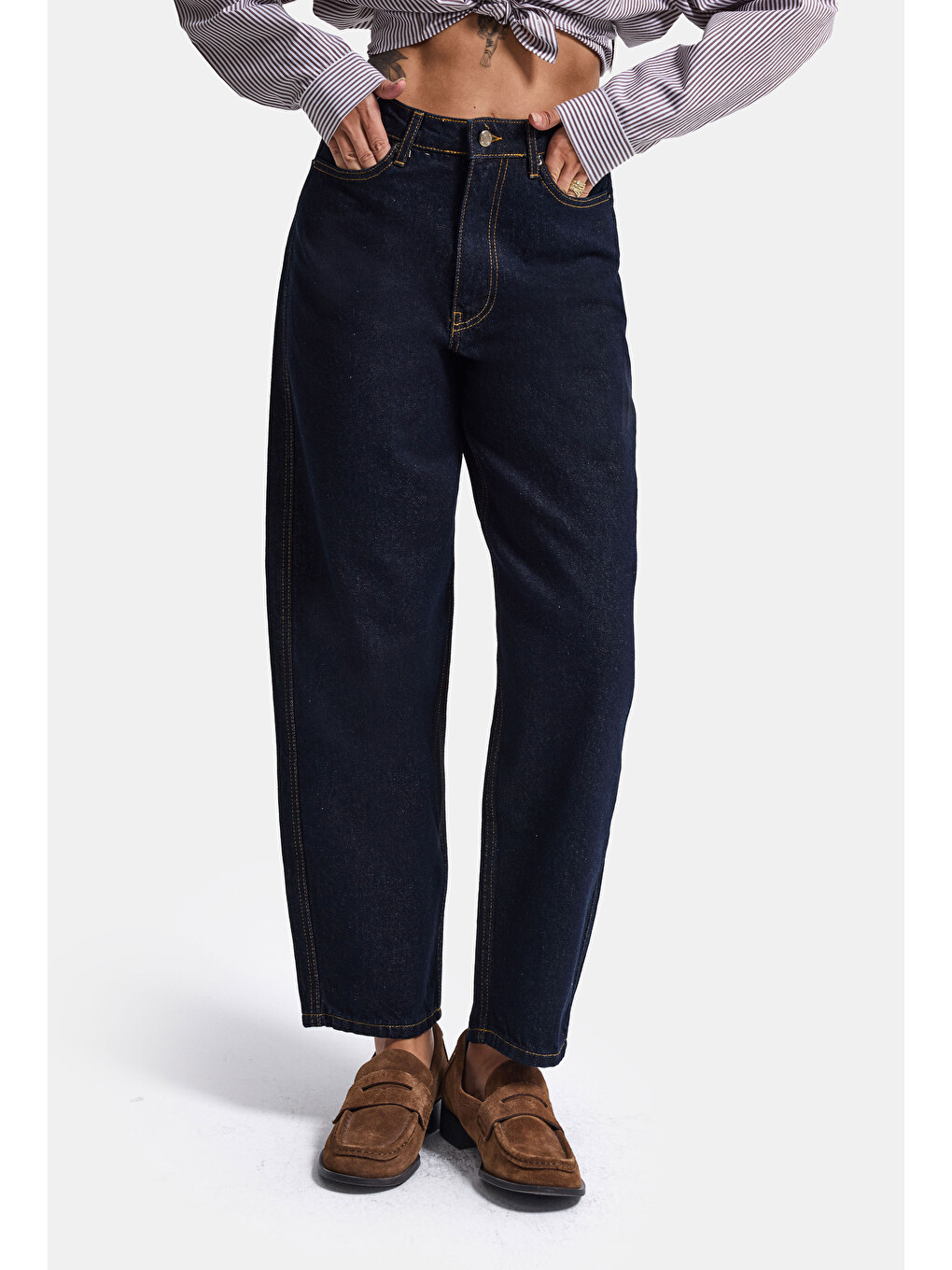Kadın İndigo Selvedge 7w6-50 Relax Mood T33 Denim Jean-4