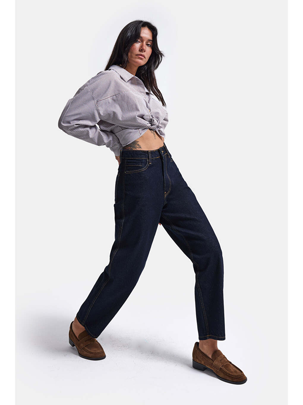Kadın İndigo Selvedge 7w6-50 Relax Mood T33 Denim Jean-5