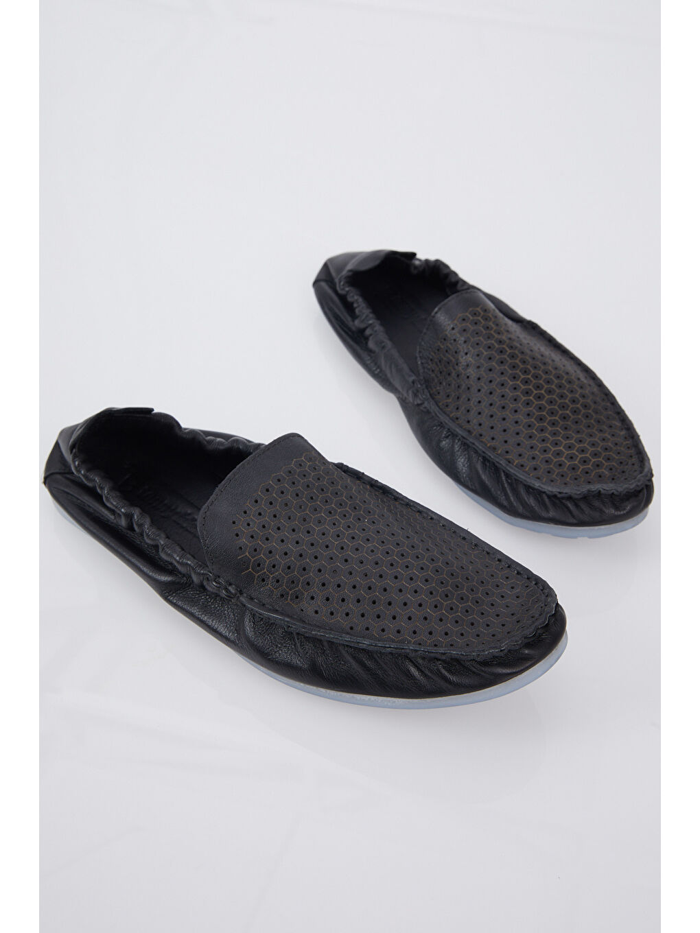 Erkek Siyah Arkası Lastikli Hakiki Deri Loafer-2