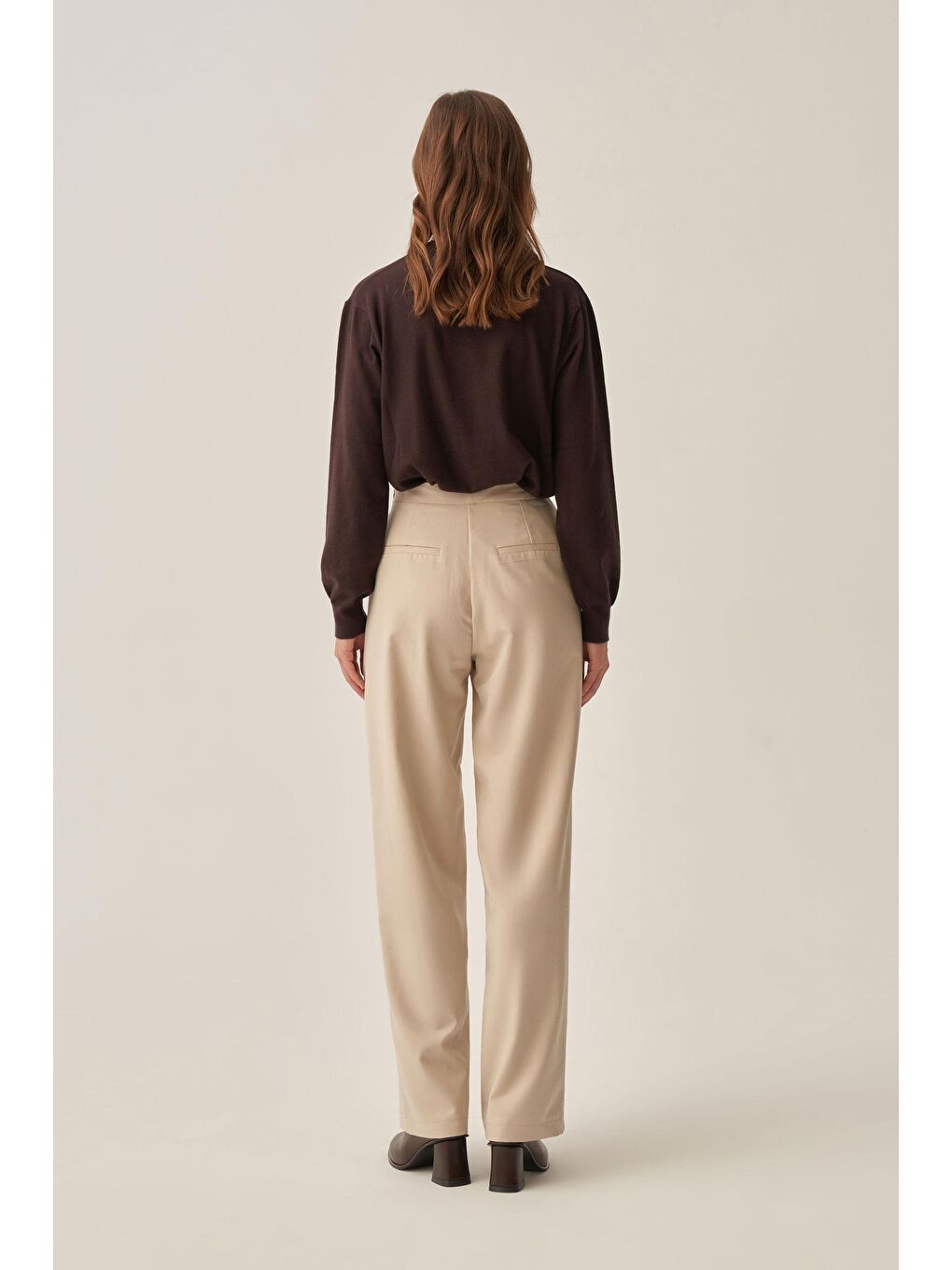 Bej Taş-Dökümlü İnterlok Ofis Pantolon-2