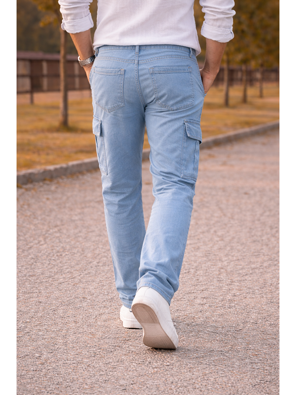 Erkek Premium Comfort B.Mavi Kargo Baggy Pantolon-5