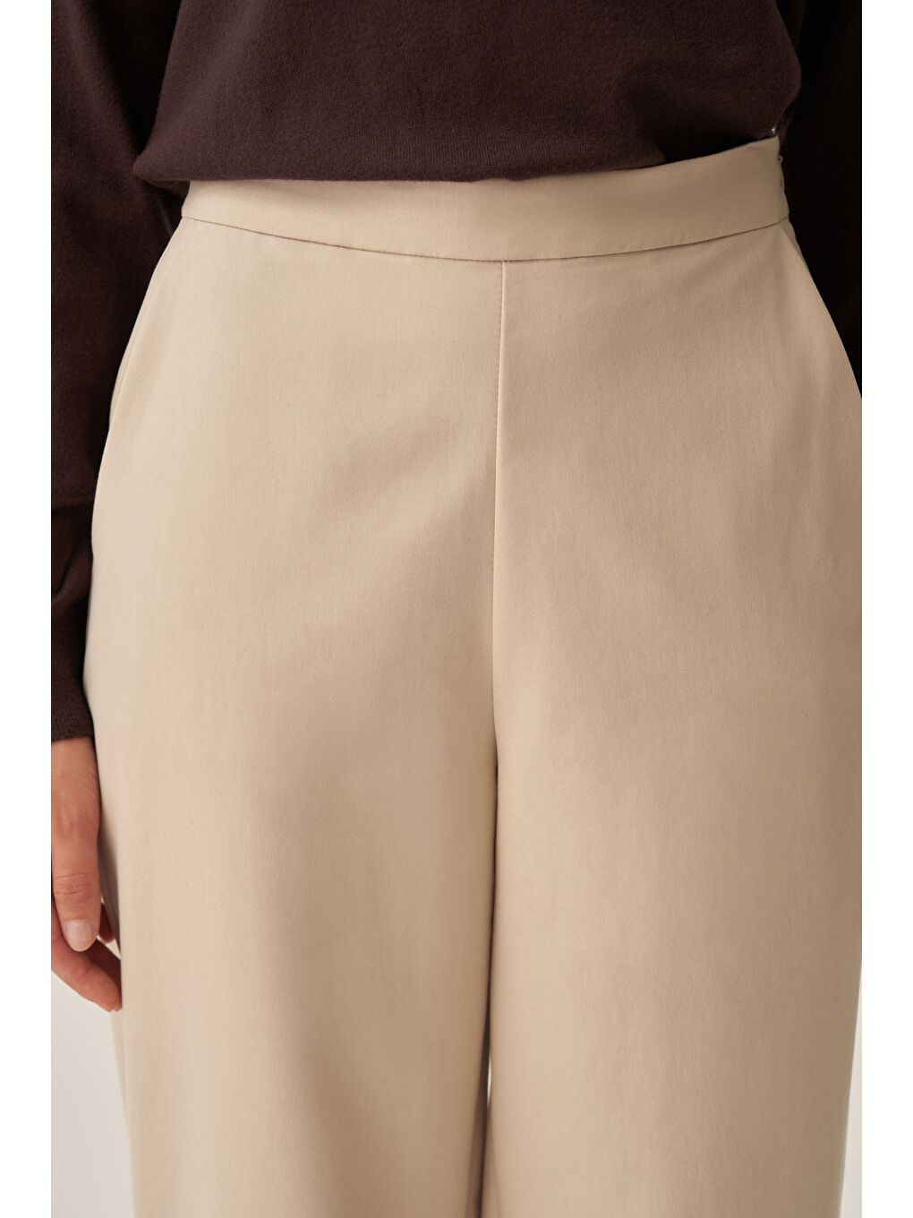 Bej Taş-Dökümlü İnterlok Ofis Pantolon-3