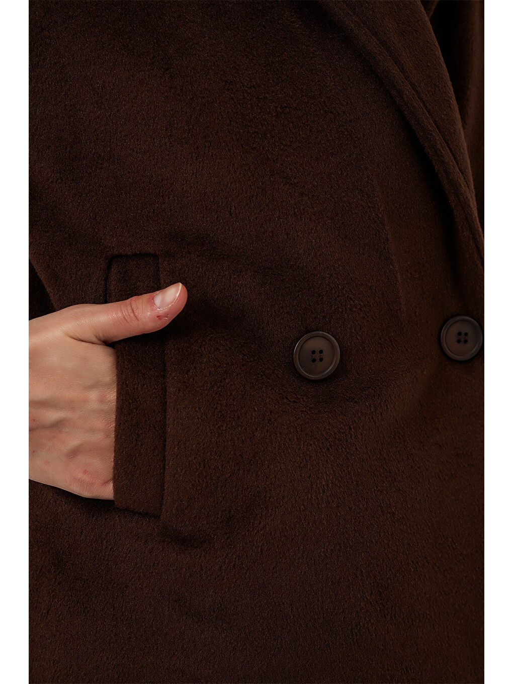 Kadın Kaşe Ceket 0725 - Kahverengi-4