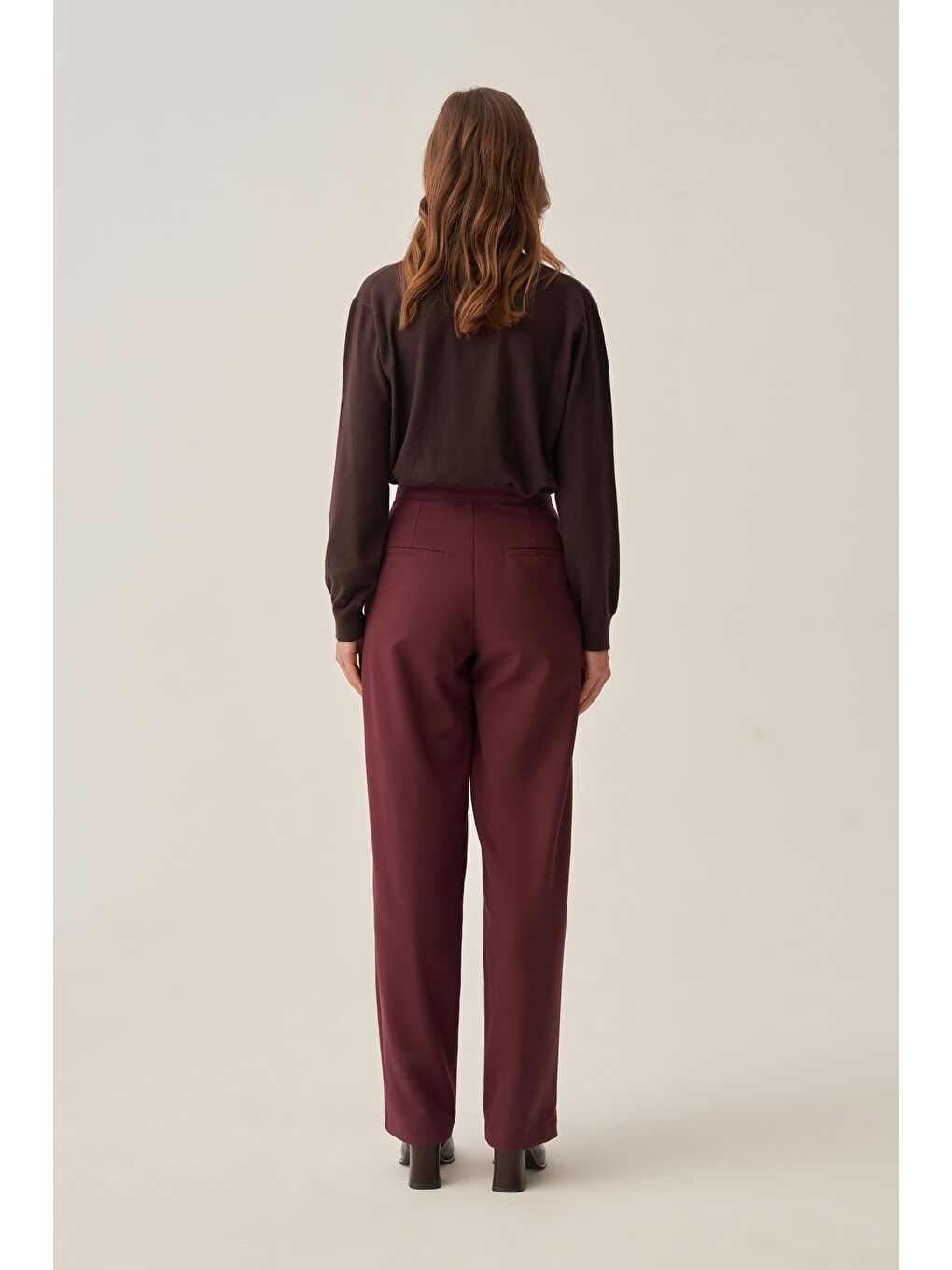 Bordo-Dökümlü İnterlok Ofis Pantolon-2