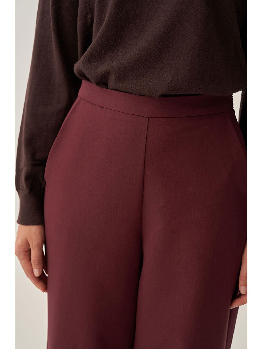 Bordo-Dökümlü İnterlok Ofis Pantolon-3