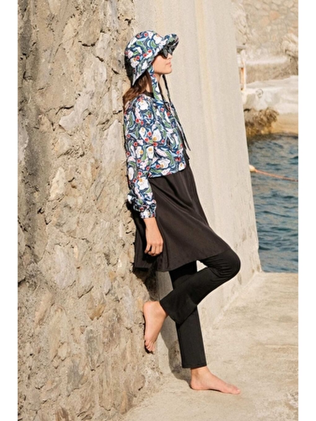 Karışık Rüzgarlıklı 3'Lü Tesettür Mayo Takımı Multi Color-8