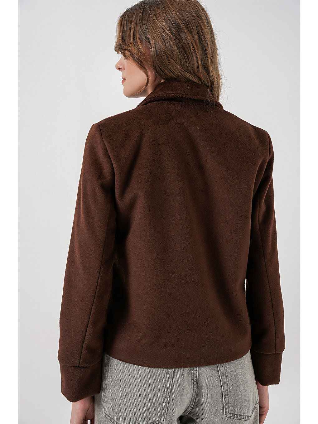 Kadın Kaşe Ceket 0725 - Kahverengi-5