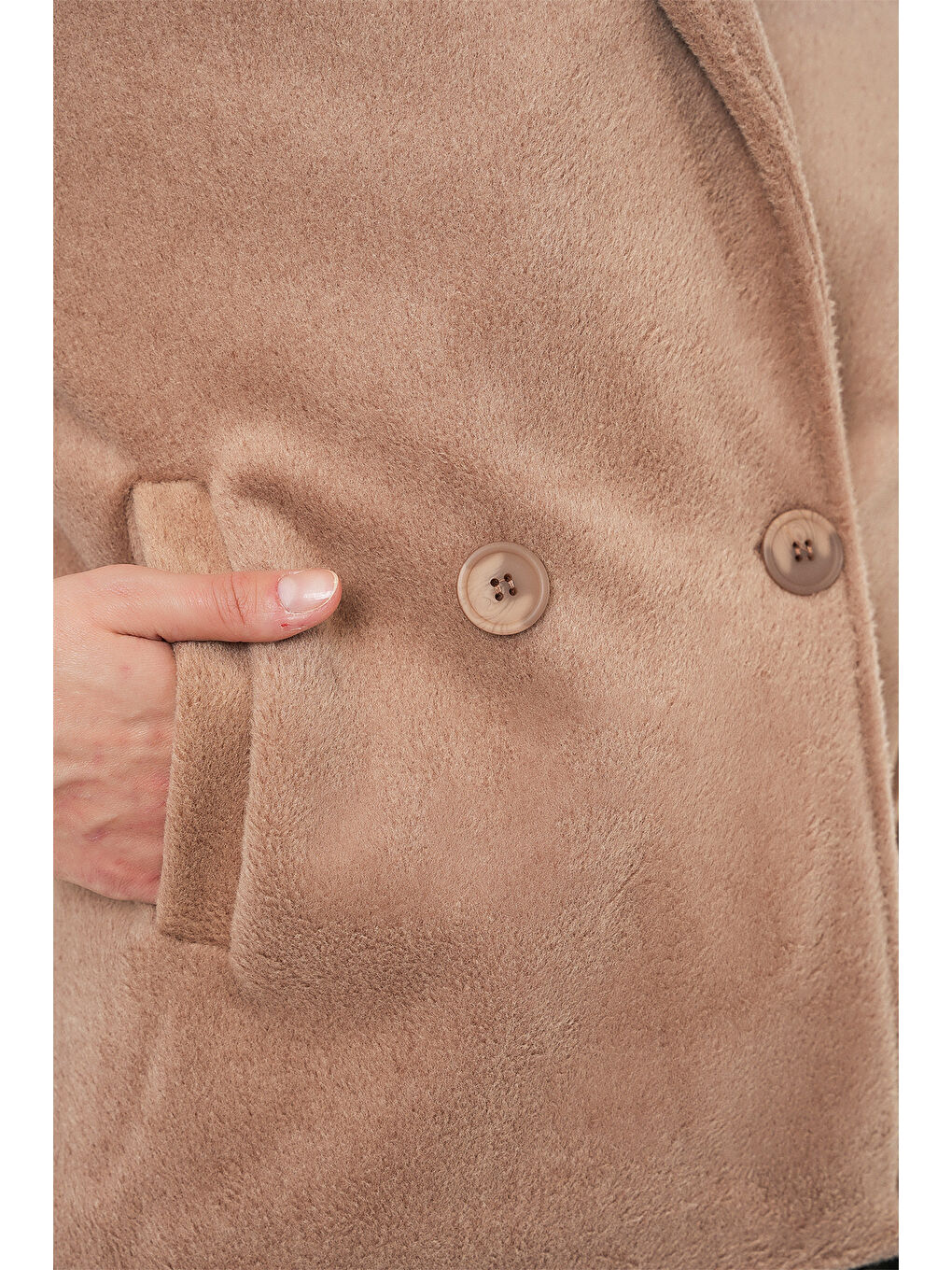 Bej Kadın Kaşe Ceket 0725 - Bisküvi-4