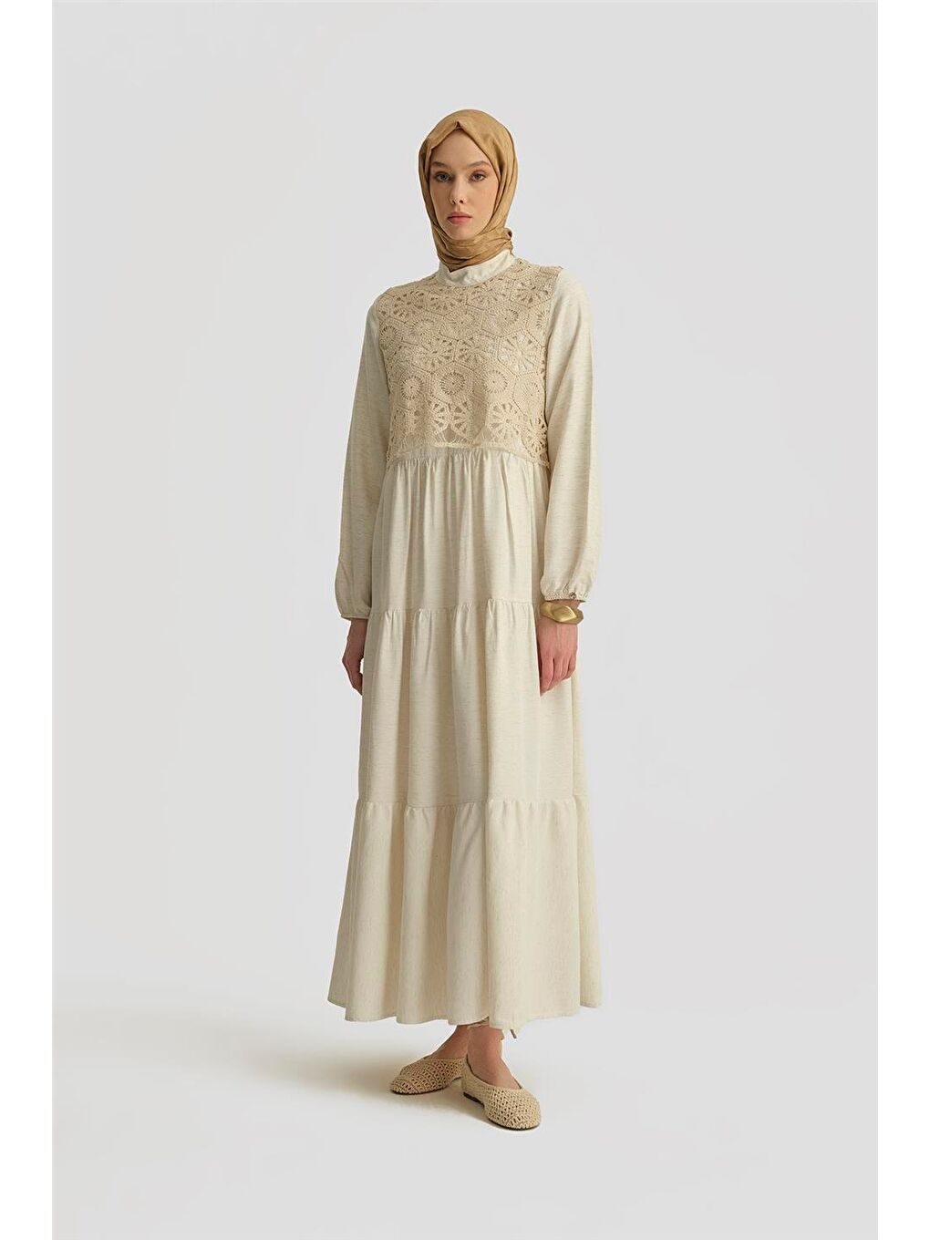 Bej Trend Elbise 25Yt949 Orjinal-1