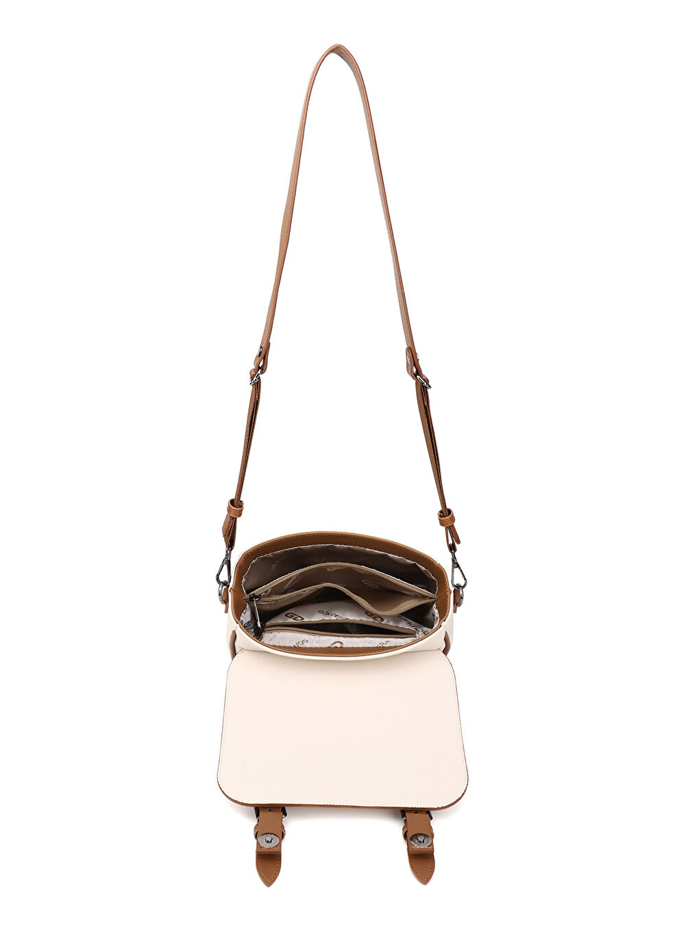 Kahverengi Kadın TABA-BEJ Uzun Askılı Omuz Çantası-4