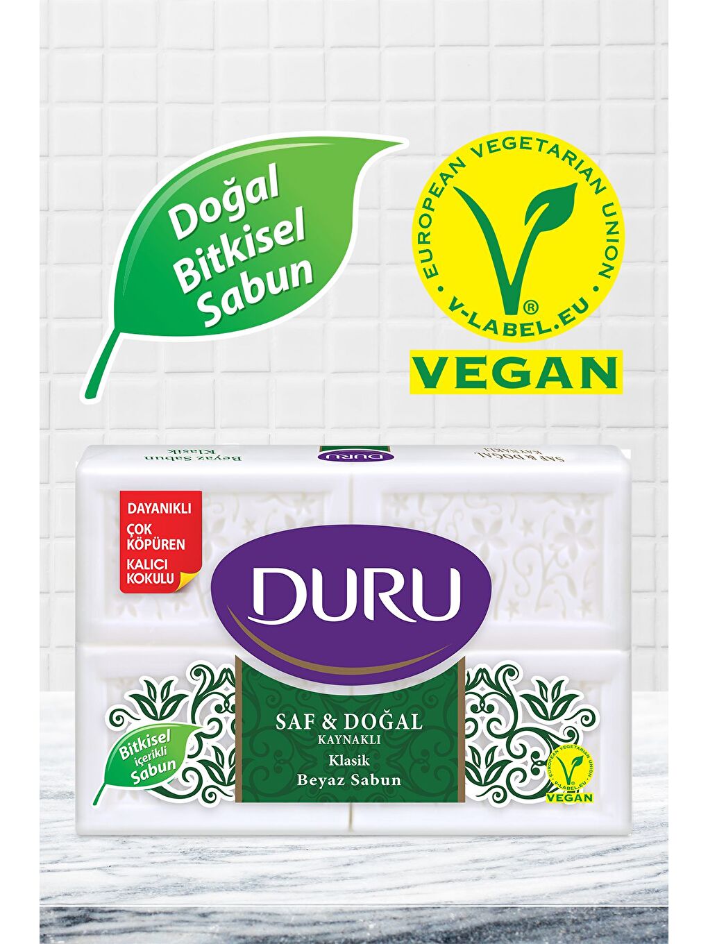 Duru Beyaz Saf & Doğal Kaynaklı Klasik 16 Adet Beyaz Kalıp Sabun 4x600gr - 1