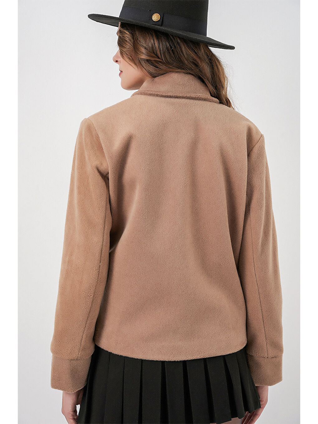 Bej Kadın Kaşe Ceket 0725 - Bisküvi-5