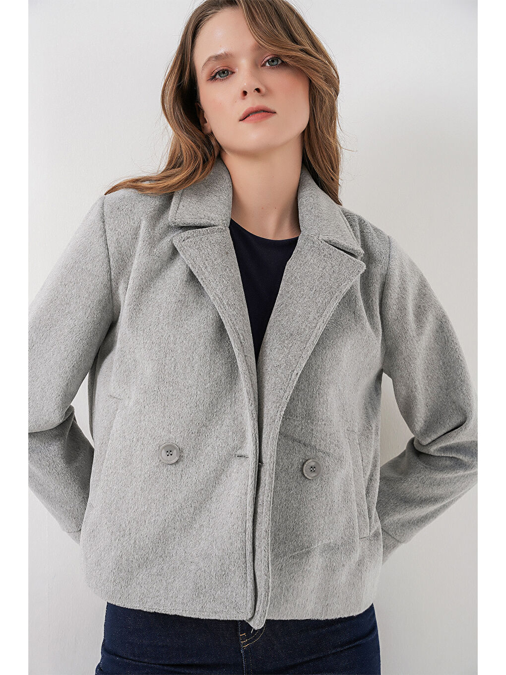 Kadın Kaşe Ceket 0725 - A.Gri-2