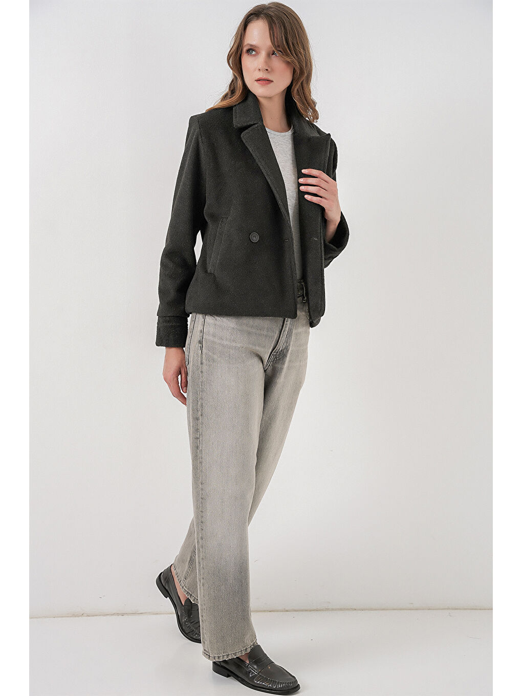 Kadın Kaşe Ceket 0725 - Antrasit-1