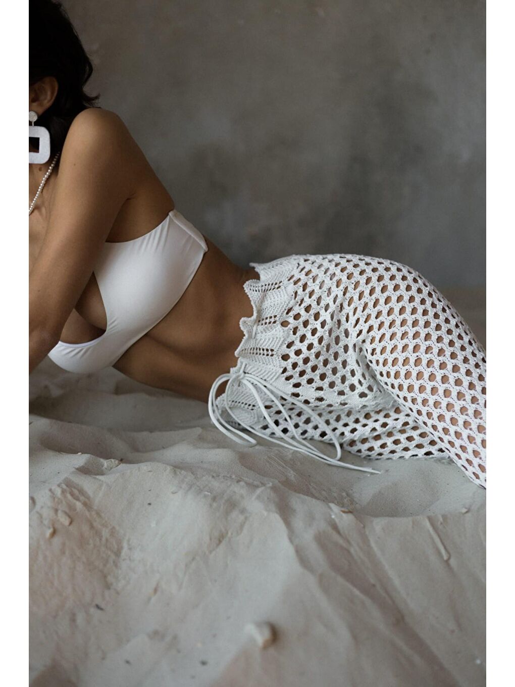 Texas Bağcıklı Beyaz Ajur Pantolon-6