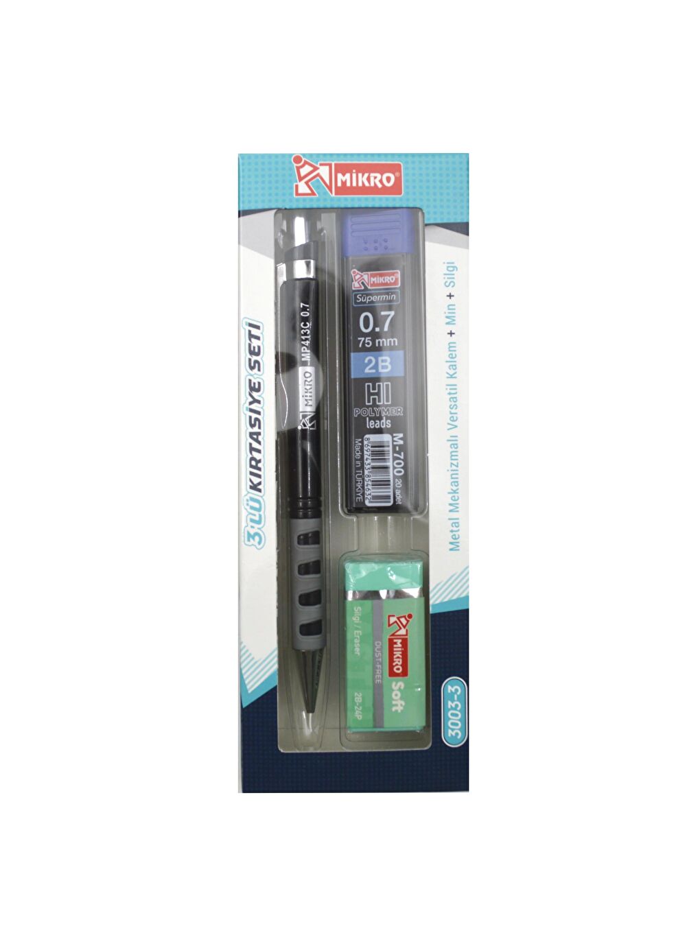 Kırtasiye Okul Seti Versatil 3 Lü  0,7 ( Kalem+Silgi+Uç) MK-3003-3