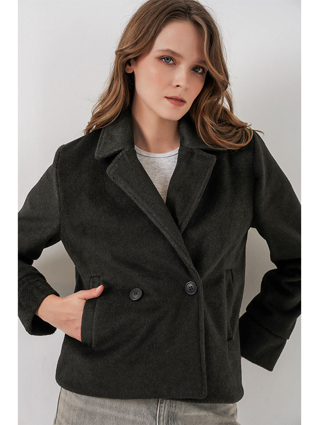 Kadın Kaşe Ceket 0725 - Antrasit-2