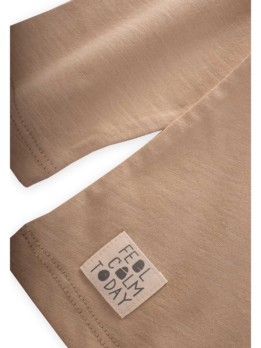 Etiket Detaylı Mevsimlik T-Shırt 2-10 Yaş Bej-2