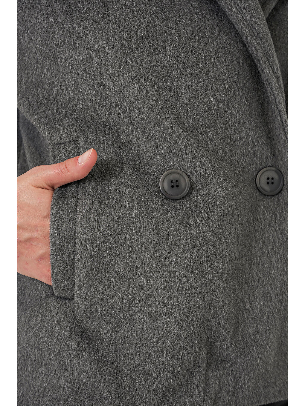 Kadın Kaşe Ceket 0725 - Gri-4