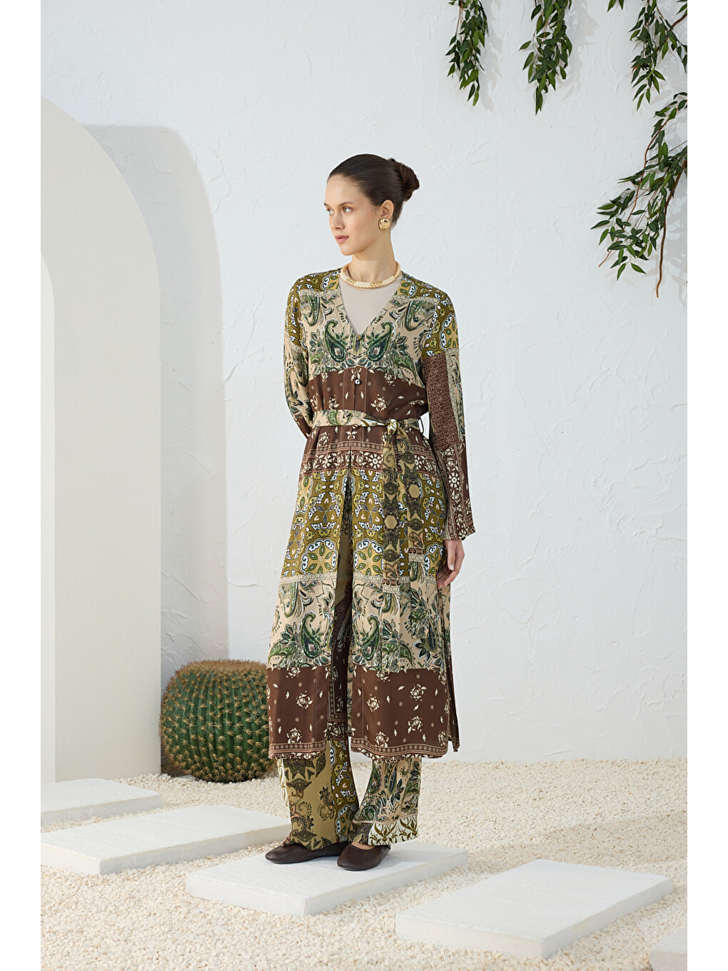 Haki Desenli Britli Kimono-2