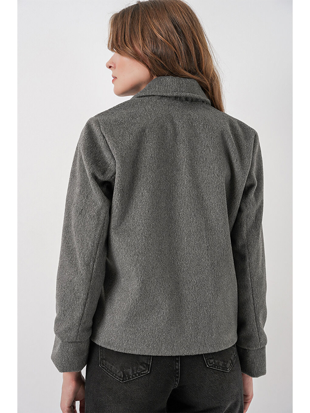 Kadın Kaşe Ceket 0725 - Gri-5