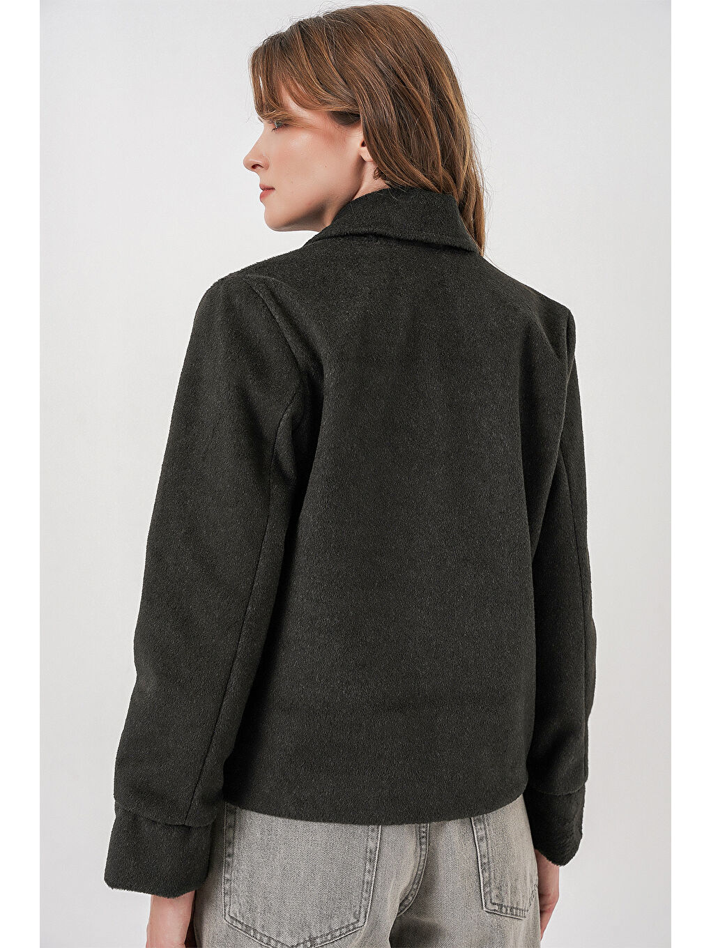 Kadın Kaşe Ceket 0725 - Antrasit-5