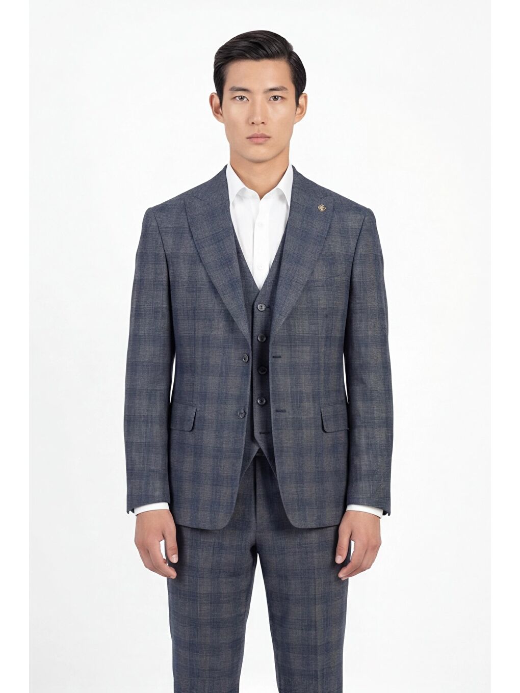 Erkek Viskon Karışımlı 5 Drop Klasik Antrasit Yelekli Takım Elbise