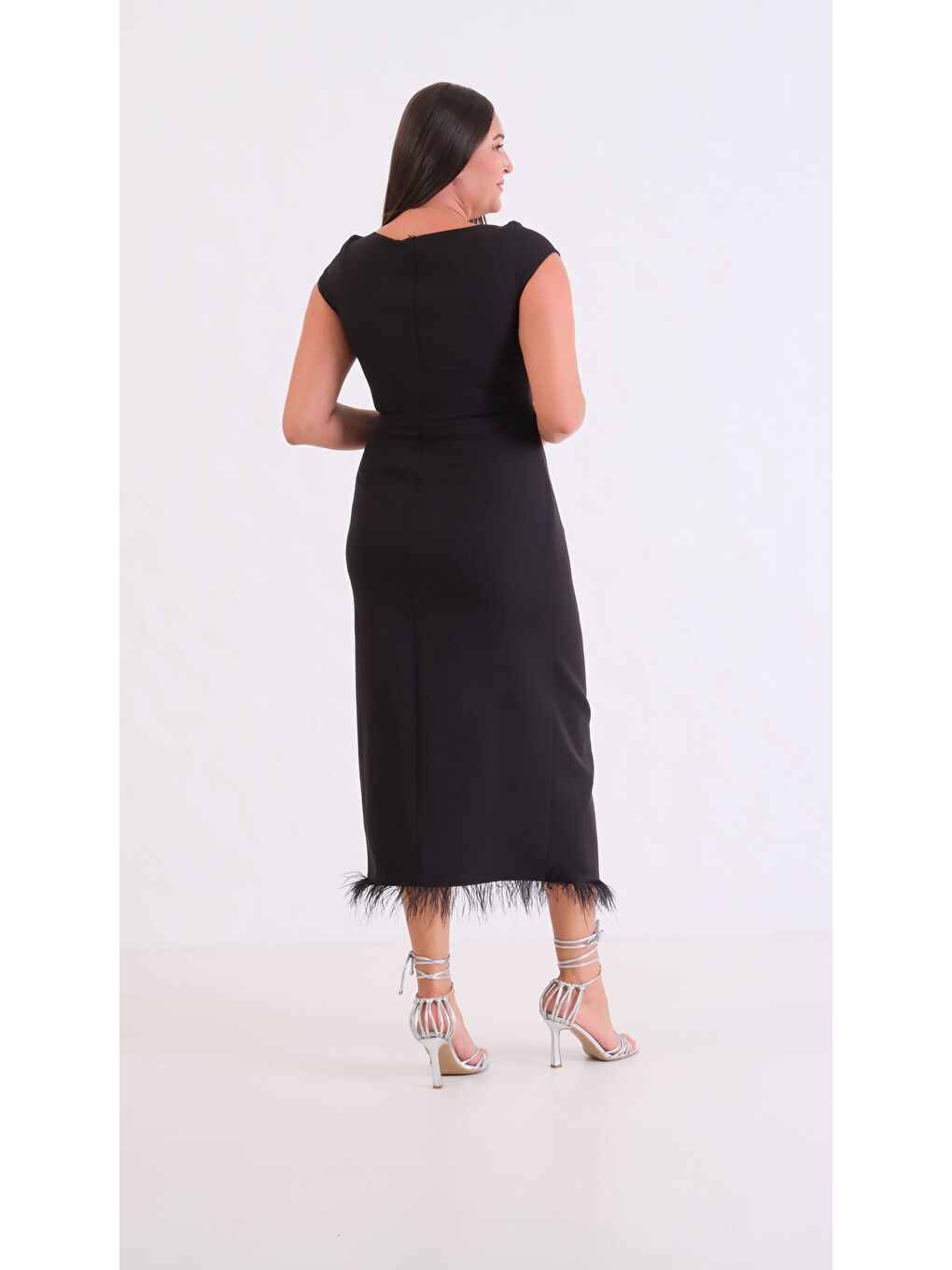 Kadın Siyah Büyük Beden Otrişli Söz Nişan Nikah Abiye Elbise-4