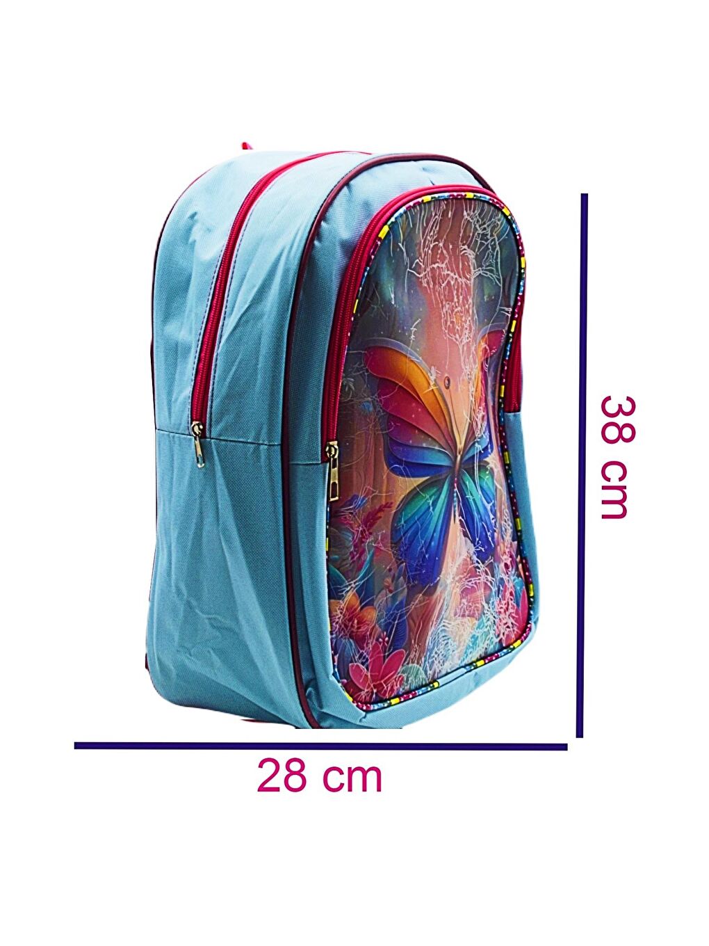 2 Bölmeli Kelebek Okul Sırt Çantası Ve Beslenme Çantası Turkuaz KOD:1308-2