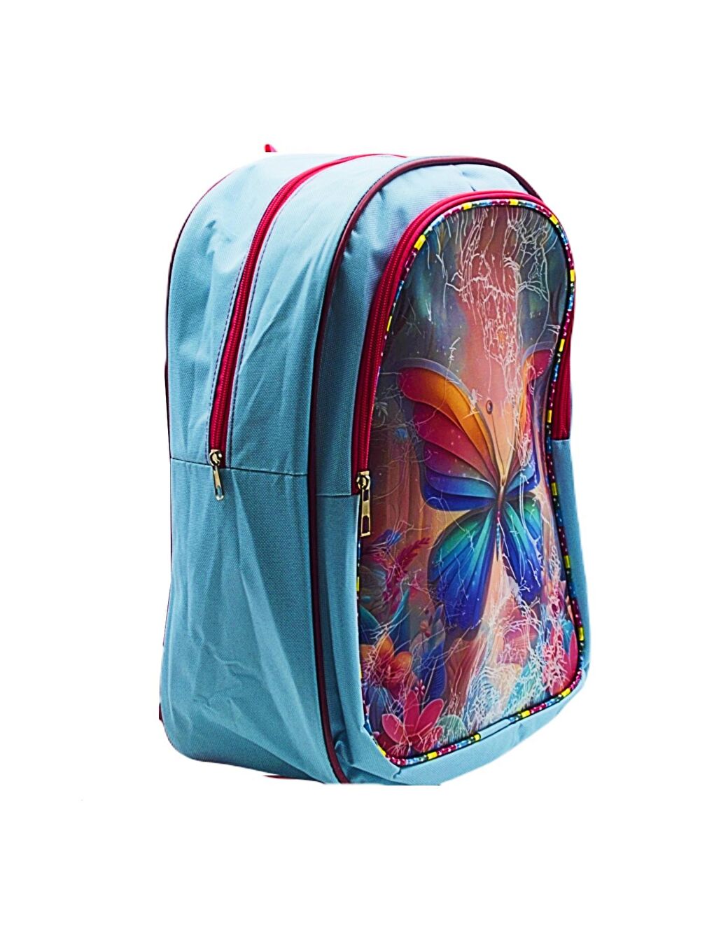 2 Bölmeli Kelebek Okul Sırt Çantası Ve Beslenme Çantası Turkuaz KOD:1308-4