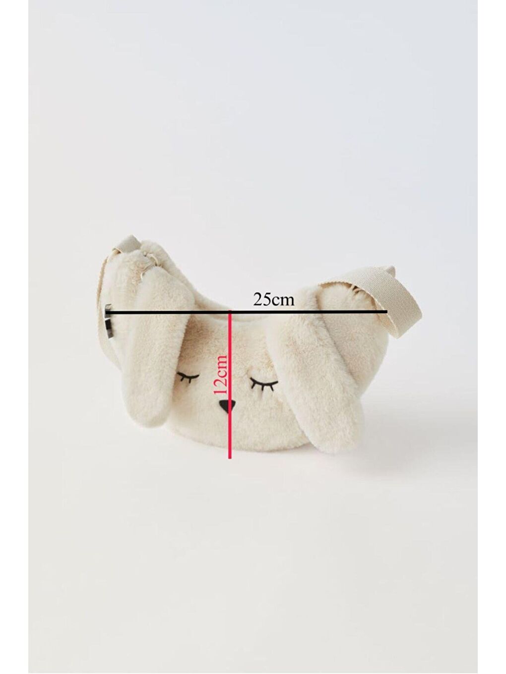 Çocuk Ekru Beyaz Tavşan Desenli Suni Kürk Çanta-1